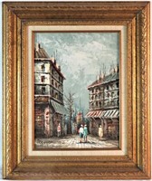 VINTAGE PARISIAN STREET SCENE PAINTING SIGNED