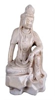 FINELY CARVED WHITE BUDDHA / KWAN YIN SCULPTURE