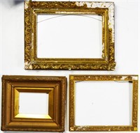 3 ANTIQUE GILT PAINTING FRAMES INC FLUTED COVE