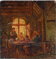 OLD MASTER STYLE GENRE PAINTING PANEL