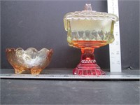 2 Vintage Orange Carnival Glass Bonbon Bowls