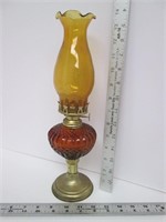 Vintage Small Orange / Gold Glass Oil Lamp