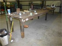 LARGE METAL 20FT TABLE WITH CONTENTS