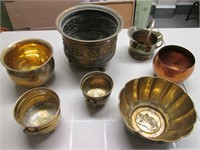 7 Metal/Brass Plant Pots