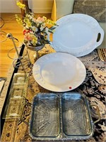 SERVING TRAYS, SILK FLOWERS, ETC