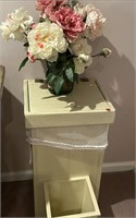 HAMPER, WASTE BASKET AND FLOWERS