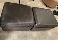 2 BROWN LEATHER FOOTREST