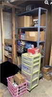 Wooden Shelving Unit and Miscellaneous Items