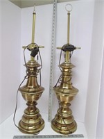2 Large Heavy Brass Electric Table Lamps