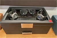 WATCH CASE INCLUDES 2 WATCHES & SUNGLASSES