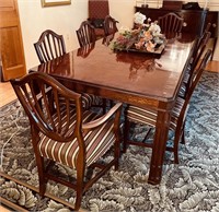 DINING ROOM TABLE W/ 8 CHAIRS (2 CAPTAIN AND 6