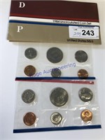 1984 UNCIRCULATED COIN SET, D AND P MARKS