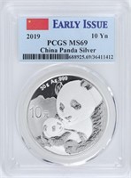 Coin 2019 China .999 Fine Silver Panda - PCGS MS69