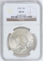 Coin 1923-P Peace Silver Dollar - NGC MS65