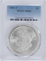 Coin 1881-S Morgan Silver Dollar - PCGS MS64