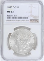Coin 1885-O Morgan Silver Dollar - NGC MS63