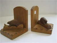 Wooden Beaver Bookends