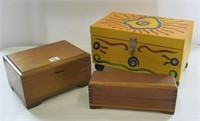3  Wooden Trinket Boxes