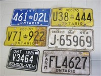6 Single Ontario Licence Plates