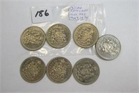 7 Canadian Fifty Cents Coins