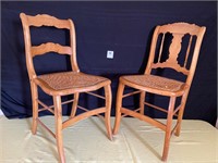 2 Wood & Cane Chairs
