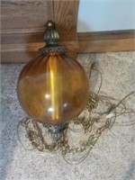 Vintage amber hanging lamp 20" LR