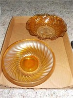 2 Small amber bowls both LR