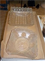 2 Early pressed square dishes LR