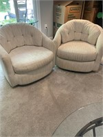 Pair swivel chairs cream color
