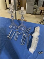 Candleholders with glass prisms some chips