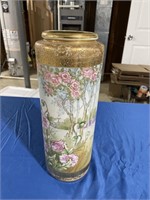 Huge  hand-painted Nippon vase 14" tall  4”wide