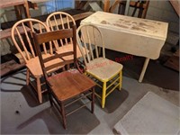 Drop Leaf Table & 4 Wood Chairs