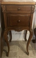 1930s French Louis XV Marble Top Bedside Stand