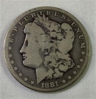 1881 CC US Morgan silver dollar
