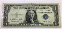 1935 e US $1 blue Seal silver certificate