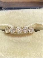 14K Yellow Gold and CZ Wedding Band Ring