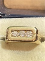 14K Men's Yellow Gold and Diamond Ring
