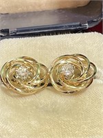 Pair Gold and Diamond Stud Earrings