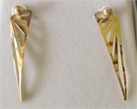 Signed Kim Nabco 14KT Gold Modernist Earrings