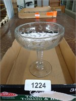 Etched Glass Pedestal Bowl