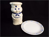 Doughboy Cookie Jar, Corelle Plate