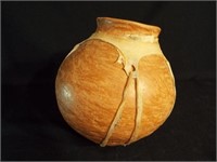Pottery Piece with Leather Strapping
