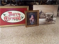 Christmas Art, two framed, one wood (3)