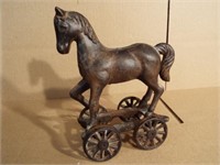 Cast Iron Horse on Wagon, 8" x 6"
