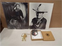 John Wayne Photos, Badge, Toy Cowboy