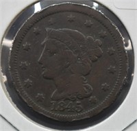 1845 U.S. Braided Hair Large Cent Coin
