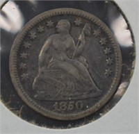 1850 U.S. Seated Liberty Silver Half Dime Coin