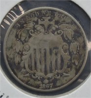 1867 U.S. Shield Nickel Five Cent Coin