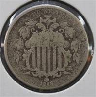 1866 U.S. Shield Nickel Five Cent Coin