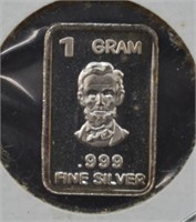 .999 One Gram Silver Proof Bullion Bar